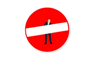 Man Holding Blank Sign No Entry Symbol