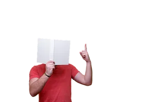 Man Holding Book Covering Face