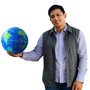 Man Holding Globe PNG 28