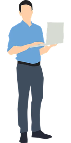 Man Holding Laptop Illustration