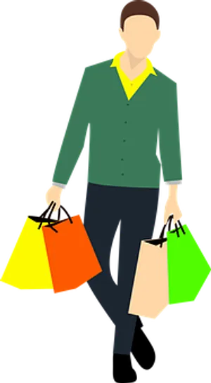 Man Holding Shopping Bags Vector