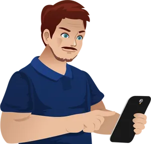 Man Holding Smartphone Clipart PNG image
