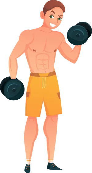 Man Lifting Dumbbell Fitness Illustration