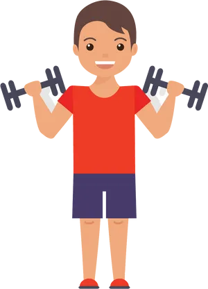 Man Lifting Dumbbells Cartoon