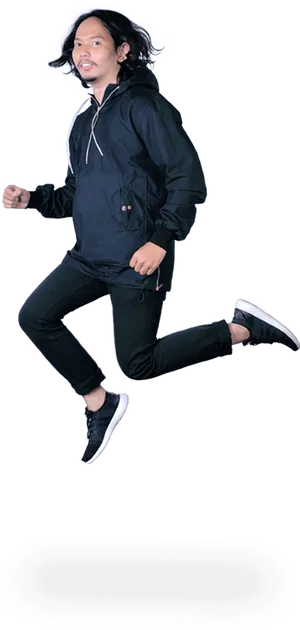 Man Midair Jump Action Pose PNG image