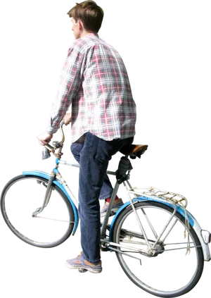 Man Mounting Bicycle PNG image