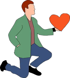 Man Offering Heart Illustration PNG image