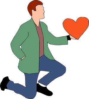 Man Offering Heart Illustration PNG