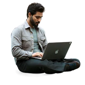 Man On Laptop PNG Xvn