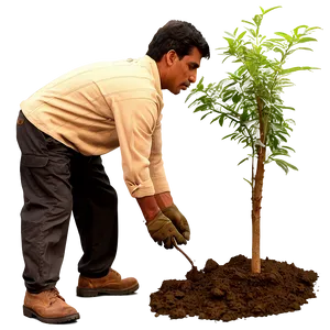 Man Planting Tree PNG 05042024