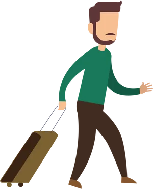Man Pulling Suitcase Travel Vector