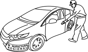 Man Pushing Car Line Art PNG