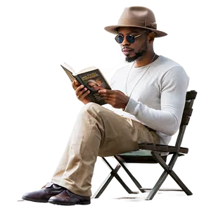 Man Reading Book PNG 05042024