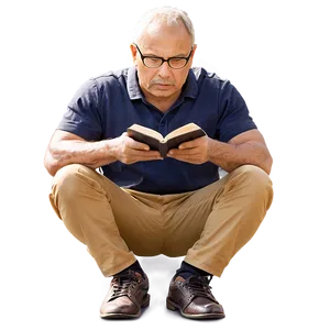 Man Reading Book PNG 23