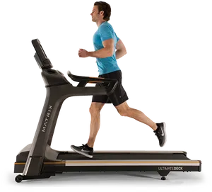 Man Runningon Treadmill Fitness Equipment PNG image