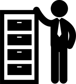 Man Silhouettewith File Cabinet PNG image