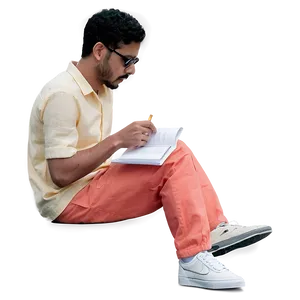 Man Sitting And Reading Png Gec27 PNG image