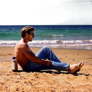 Man Sitting At Beach PNG Jps PNG