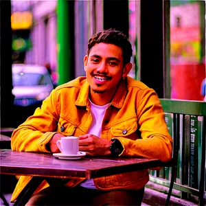 Man Sitting At Cafe PNG 06122024