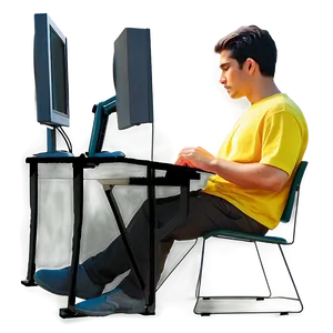 Man Sitting At Computer PNG 06122024 PNG