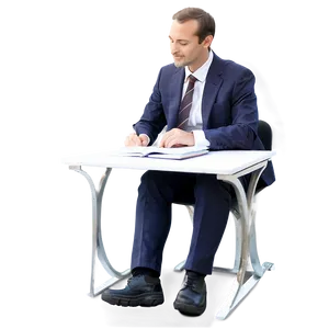 Man Sitting At Desk Png 06122024 PNG image