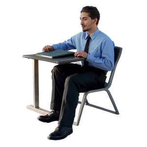 Man Sitting At Desk Png 06122024 PNG image