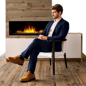 Man Sitting By Fireplace PNG 9 PNG