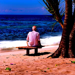 Man Sitting By The Sea PNG 85