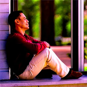 Man Sitting By Window PNG 06122024
