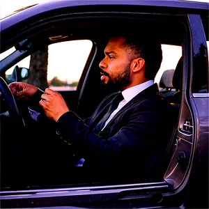 Man Sitting In Car PNG Qox