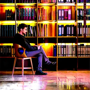 Man Sitting In Library PNG 06122024 PNG