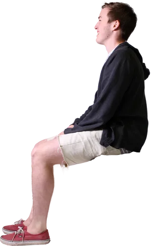 Man Sitting Invisible Chair