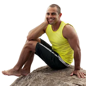 Man Sitting On Rock PNG Cnn75 PNG