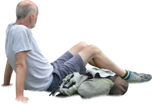 Man Sitting Outdoors Casual Attire PNG image