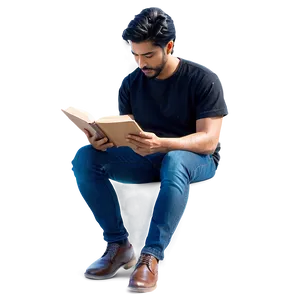 Man Sitting With Book PNG 96