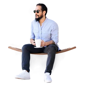 Man Sitting With Coffee PNG 06122024