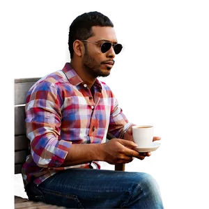 Man Sitting With Coffee PNG 85