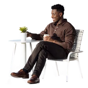 Man Sitting With Coffee PNG 86