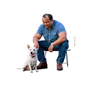 Man Sitting With Dog PNG 17