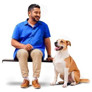 Man Sitting With Dog PNG 35