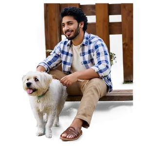 Man Sitting With Dog PNG 76