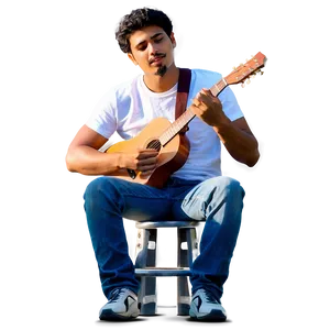 Man Sitting With Guitar PNG 06122024
