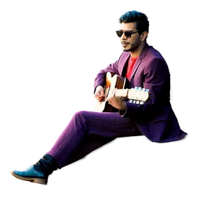 Man Sitting With Guitar PNG 23