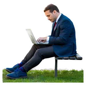 Man Sitting With Laptop Png 06122024 PNG image