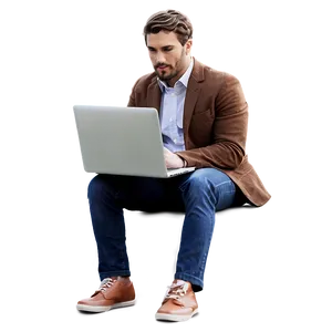 Man Sitting With Laptop Png 53 PNG image