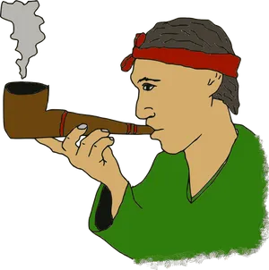Man Smoking Pipe Illustration PNG image