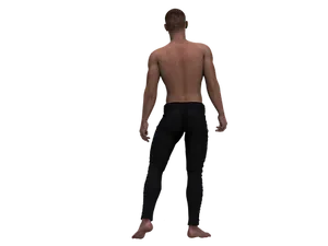 Man Standing Back View Black Background