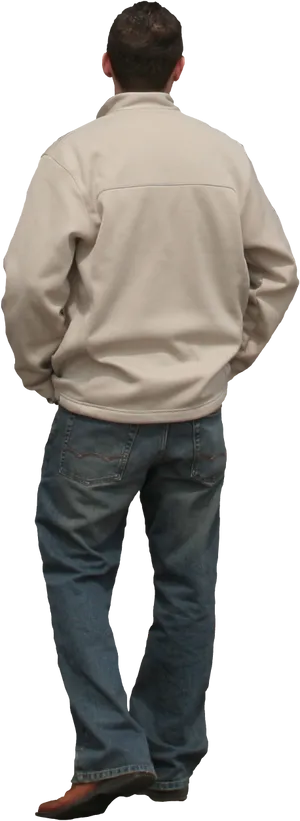 Man Standing Backward Casual Attire