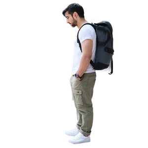 Man Standing With Backpack Png Qxk PNG image