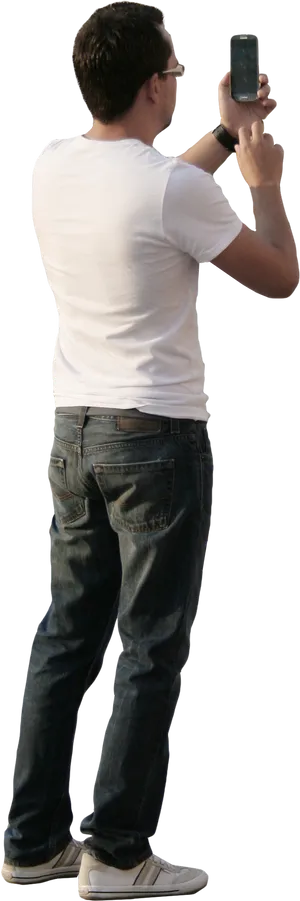 Man Taking Selfie Isolated Background
